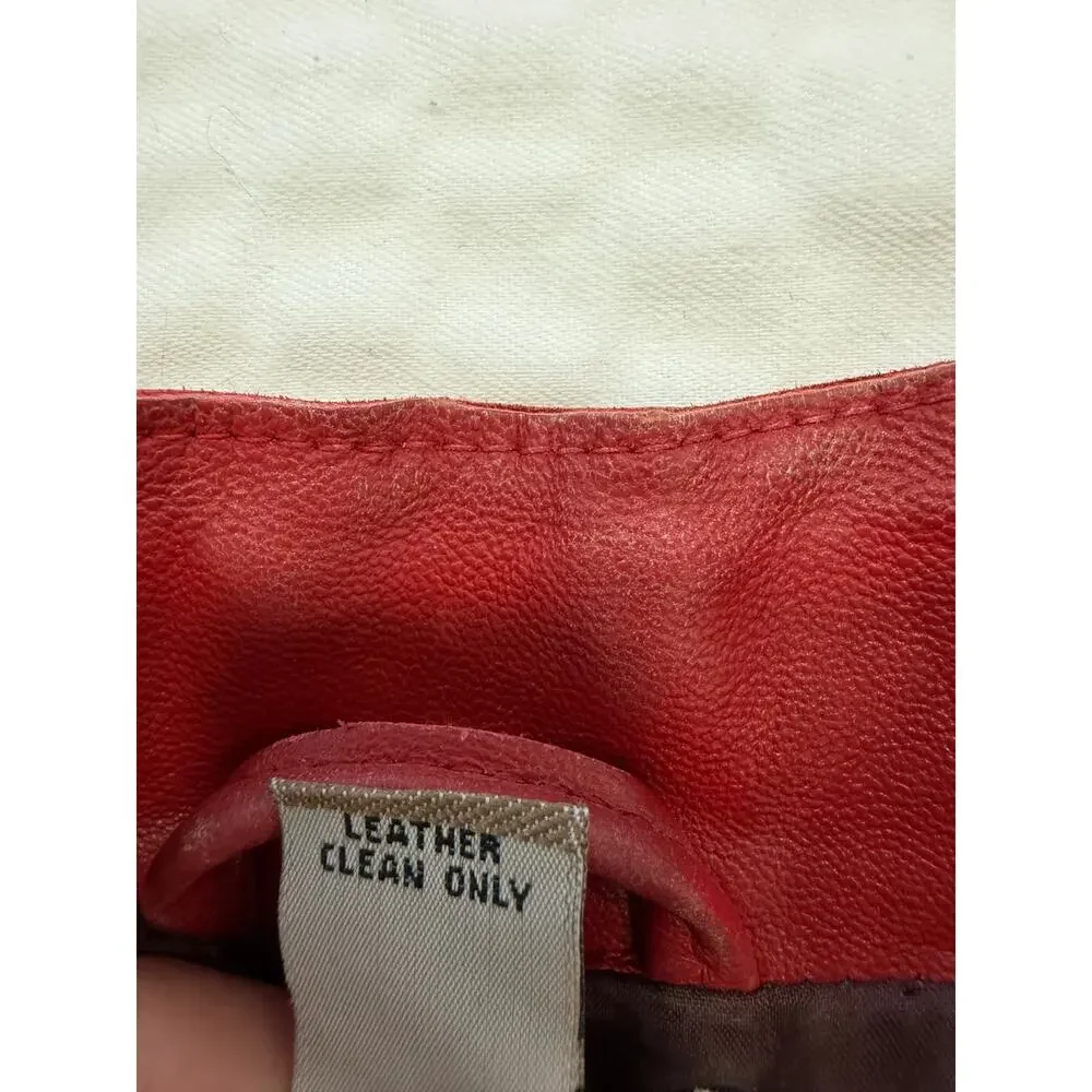 Liz Woman Red Leather Jacket 2X Plus Size Minimalist Career Office Classic Coat